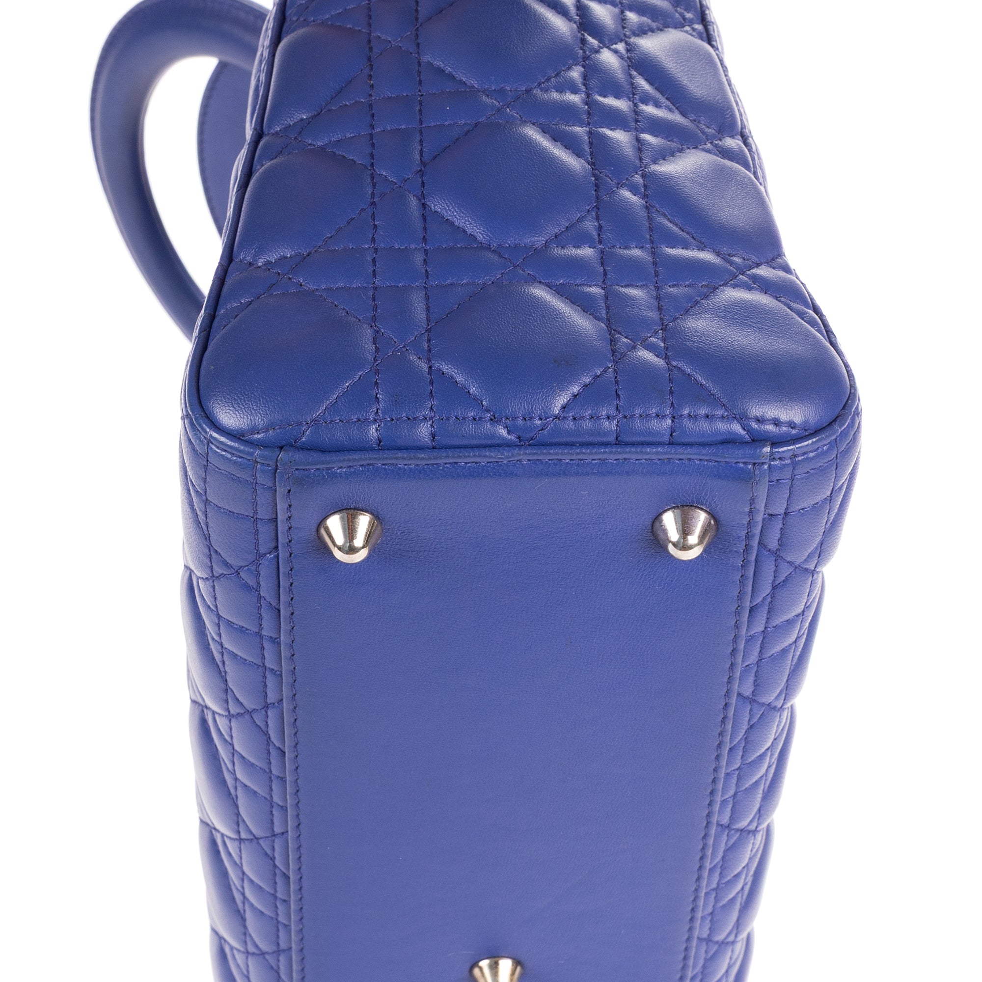 Shoulder Bag Lady Dior Large Blue Cannaged Leather