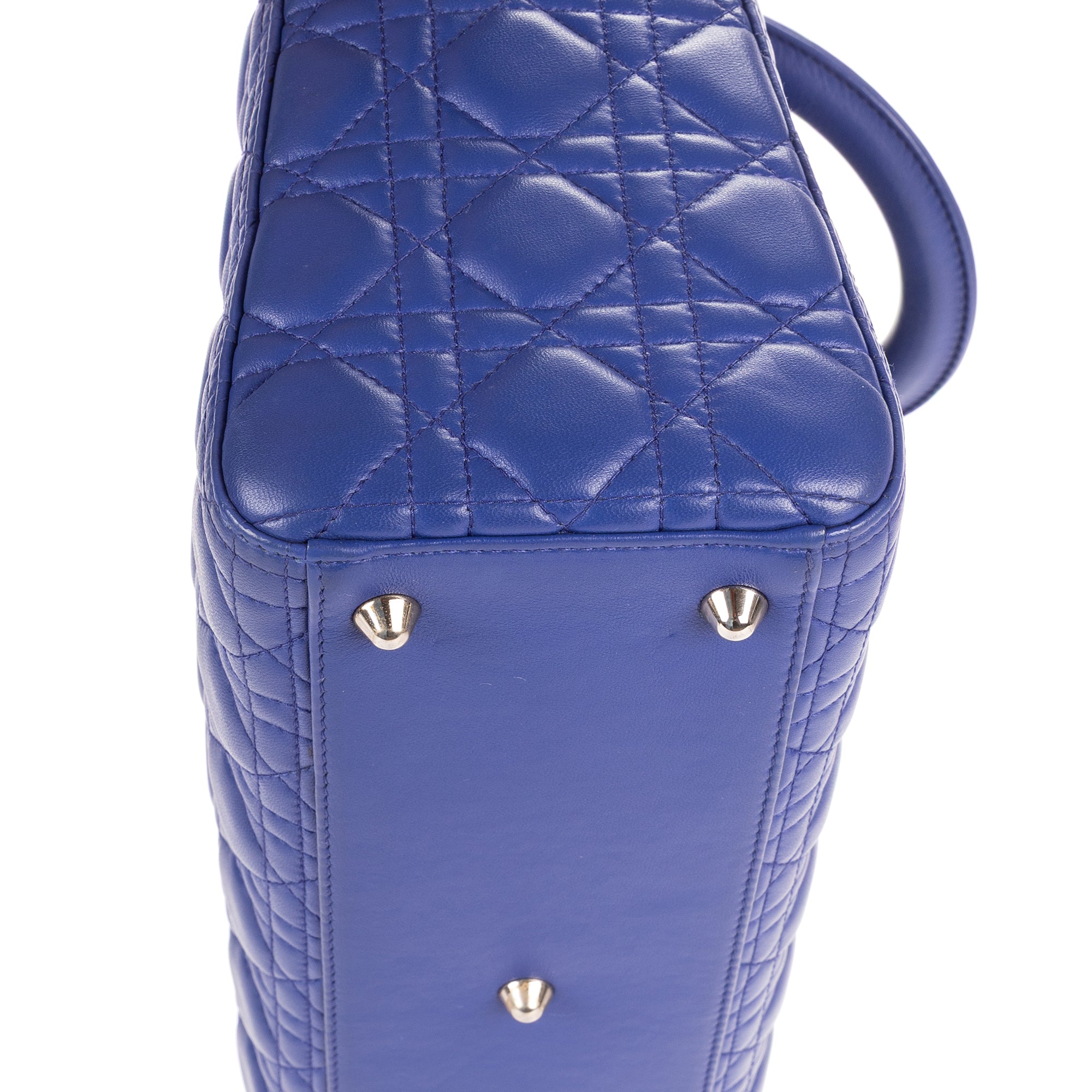 Shoulder Bag Lady Dior Large Blue Cannaged Leather