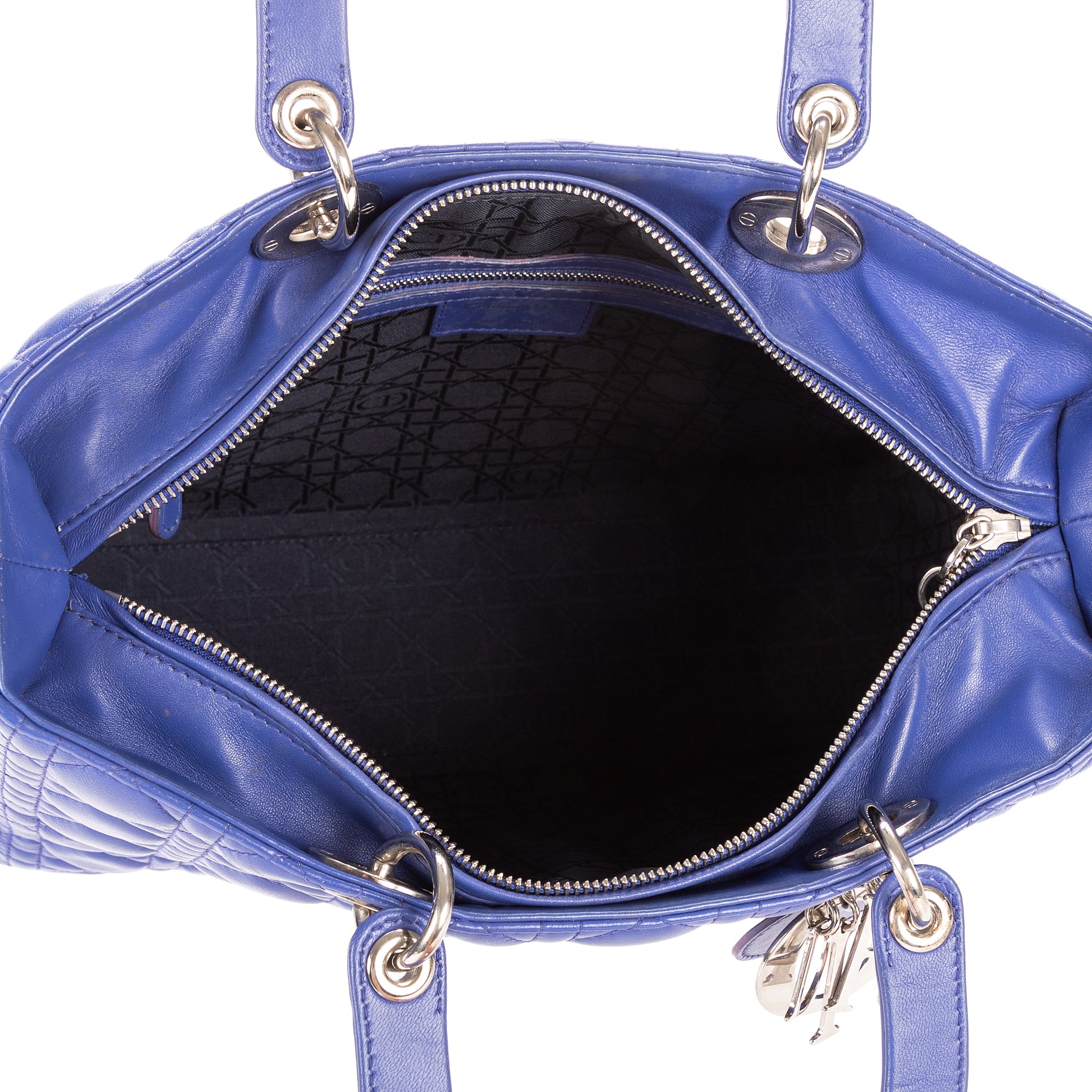 Shoulder Bag Lady Dior Large Blue Cannaged Leather