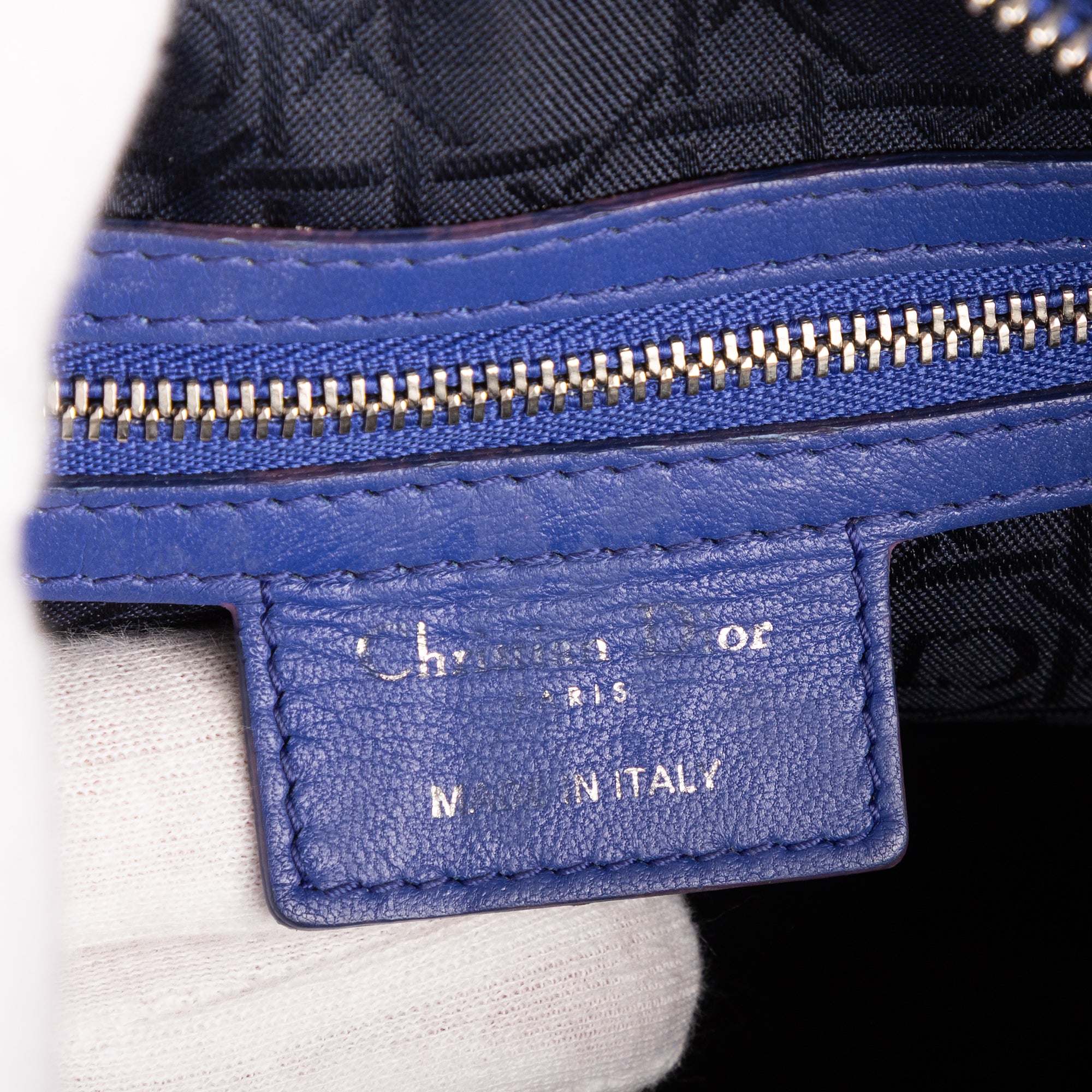 Shoulder Bag Lady Dior Large Blue Cannaged Leather