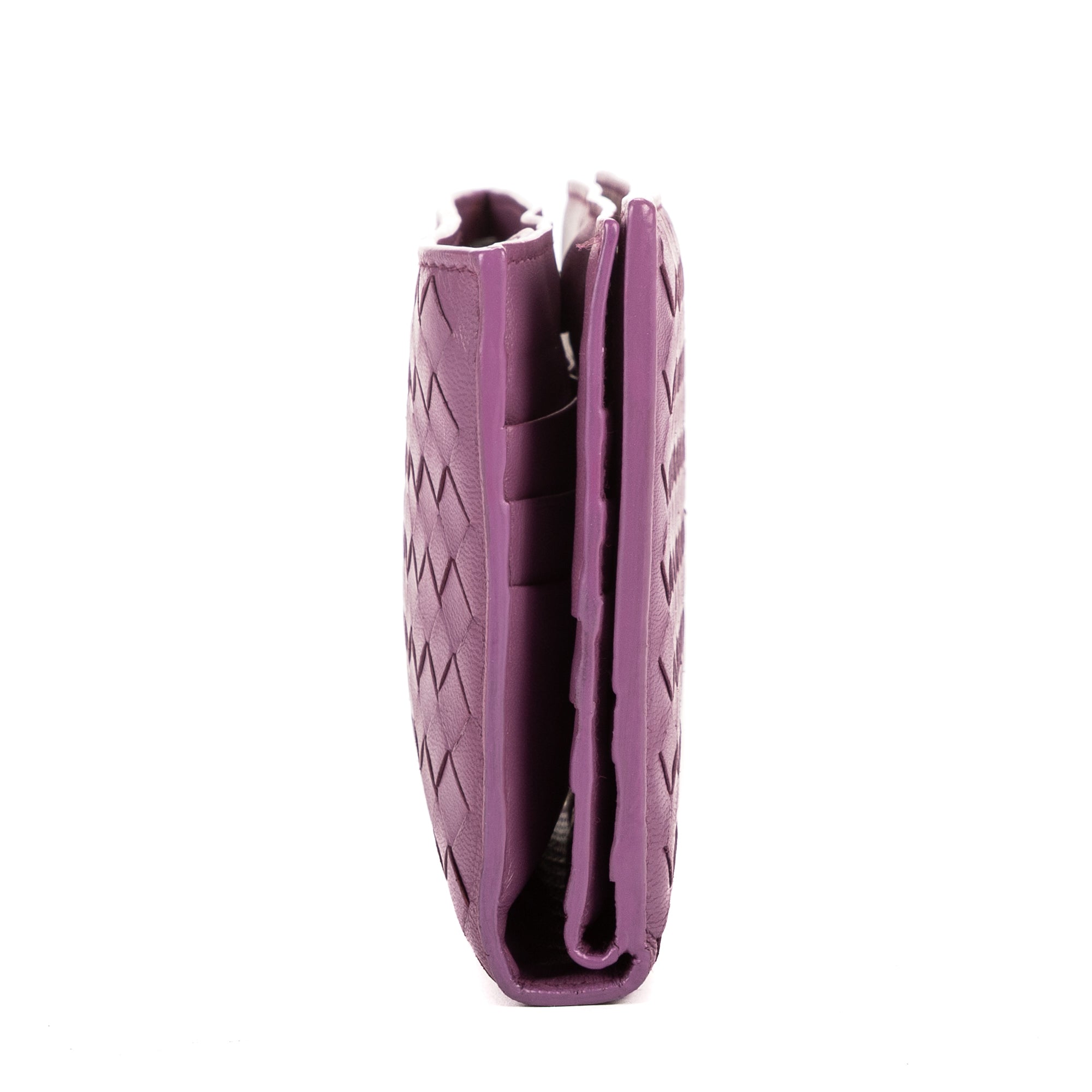 Monedero Cartera Intrecciato Piel de Nappa Intrecciato Morada