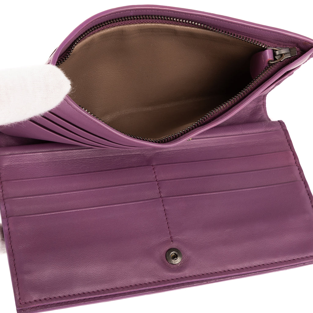 Portefeuille Intrecciato Cuir Nappa Violet Intrecciato