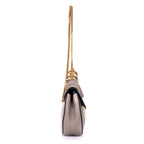 Bolso de Hombro Drew con Cadena de Piel Granulada Gris