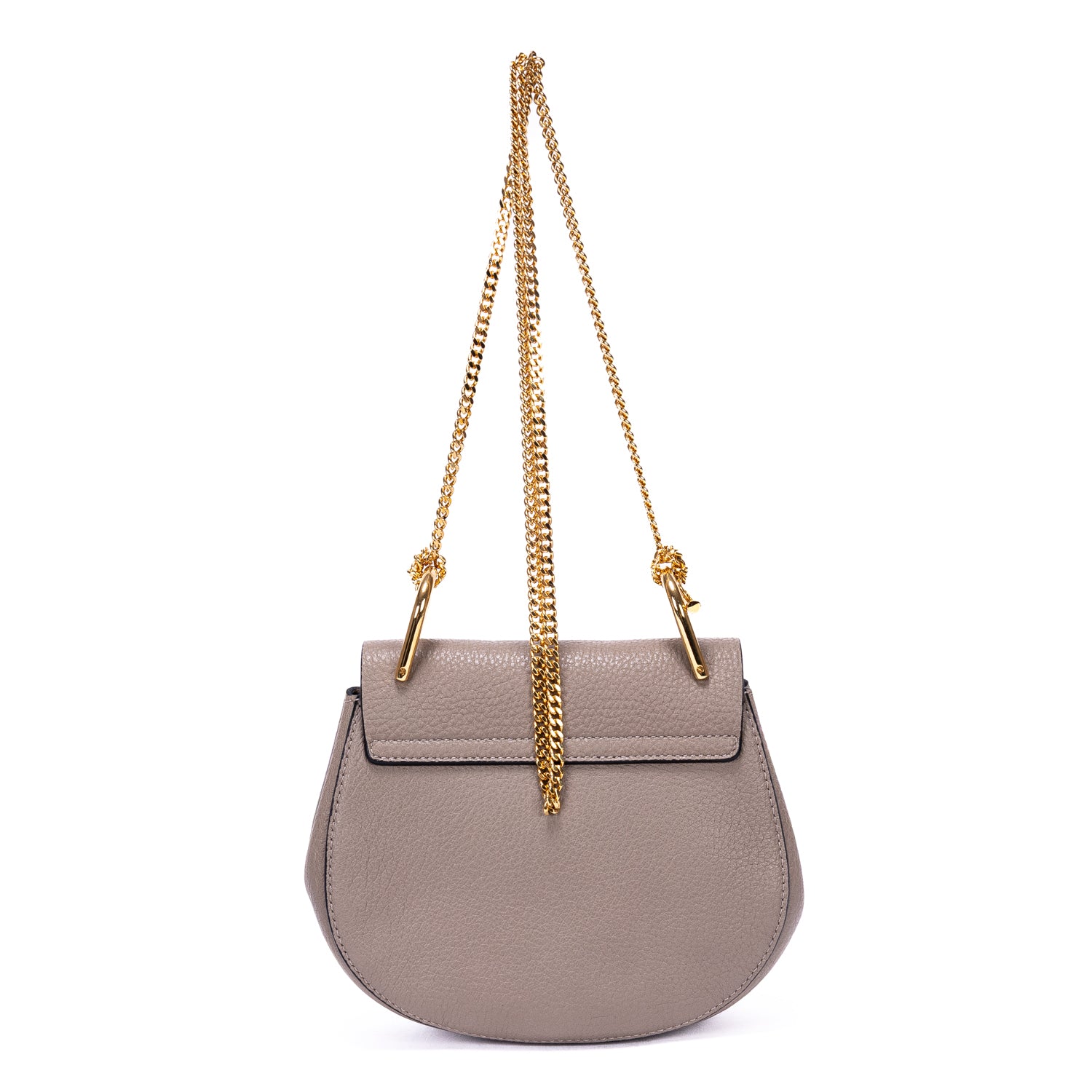 Bolso de Hombro Drew con Cadena de Piel Granulada Gris