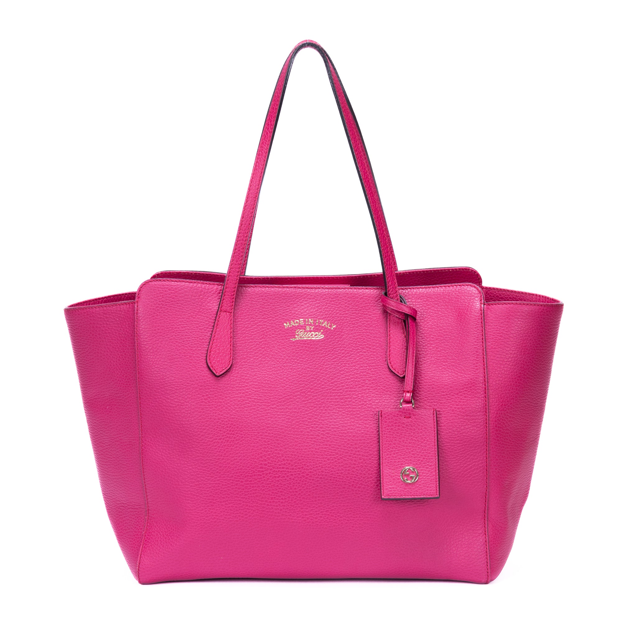 Bolso de hombro Shopper Swing de cuero granulado fucsia