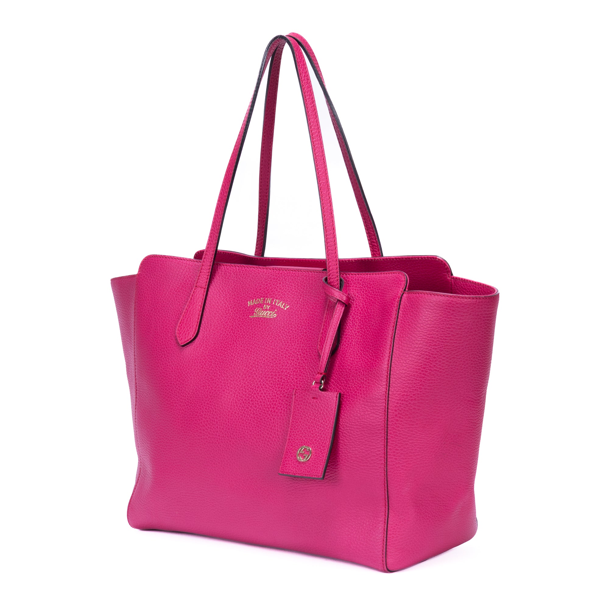 Bolso de hombro Shopper Swing de cuero granulado fucsia