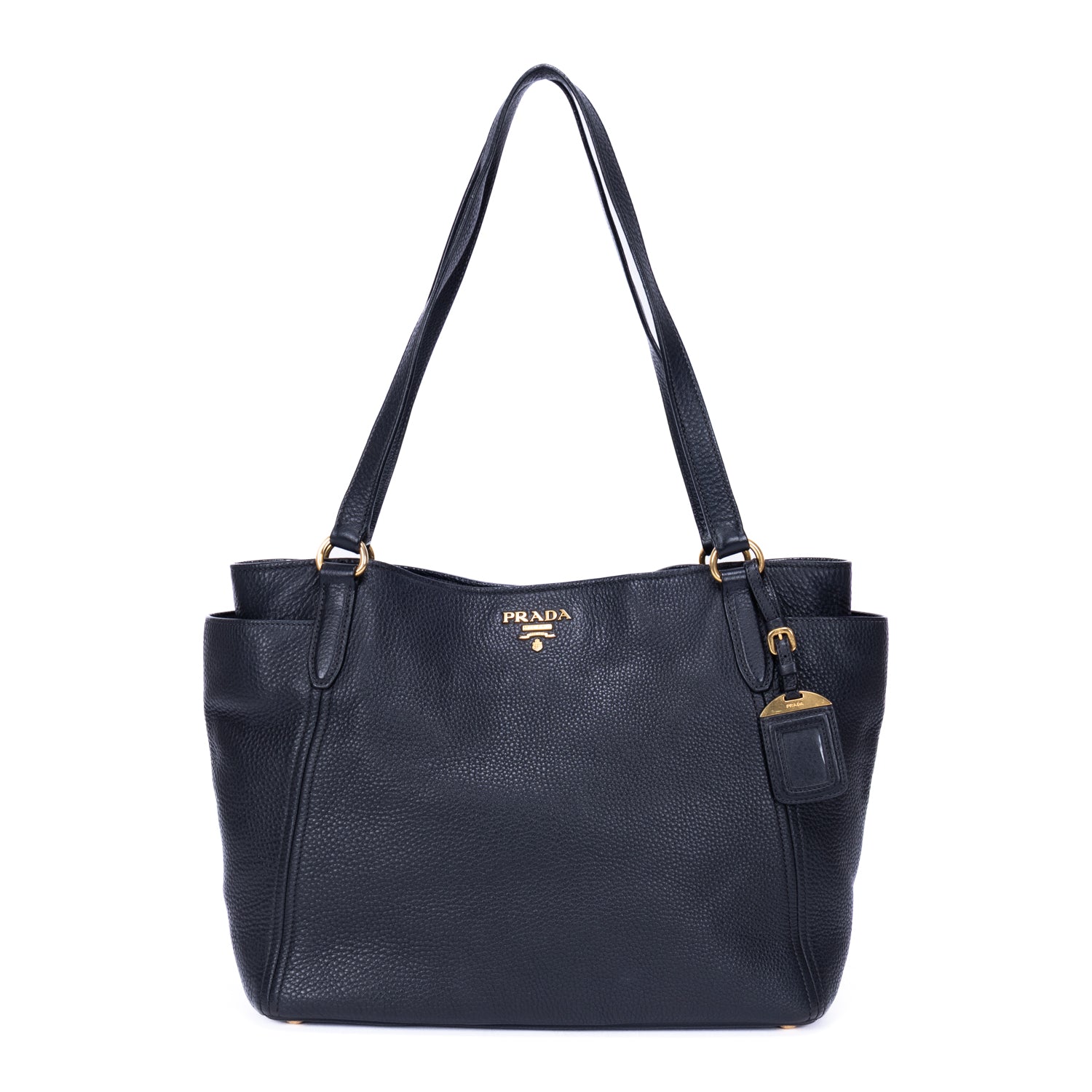 Shoulder Bag Tote Black Vitello Leather