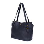Shoulder Bag Tote Black Vitello Leather