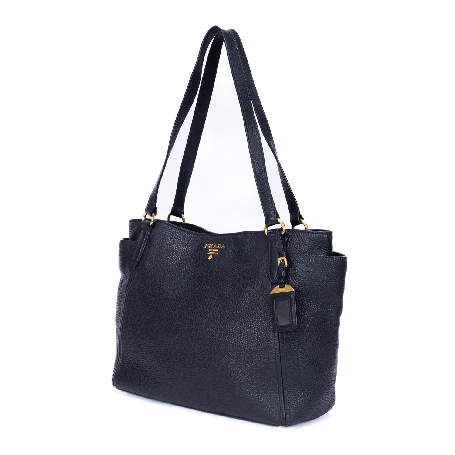 Shoulder Bag Tote Black Vitello Leather