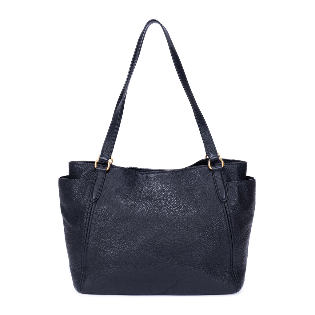 Shoulder Bag Tote Black Vitello Leather