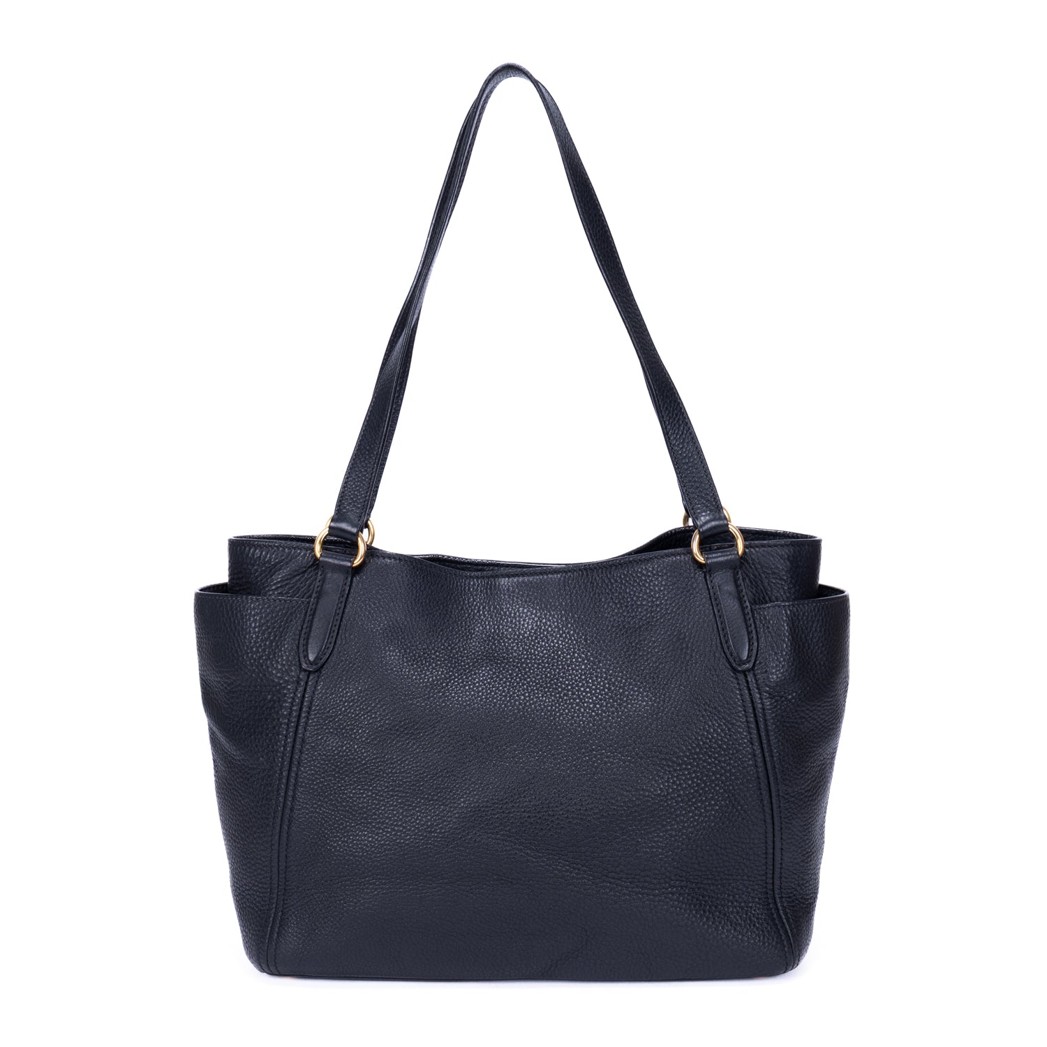 Shoulder Bag Tote Black Vitello Leather