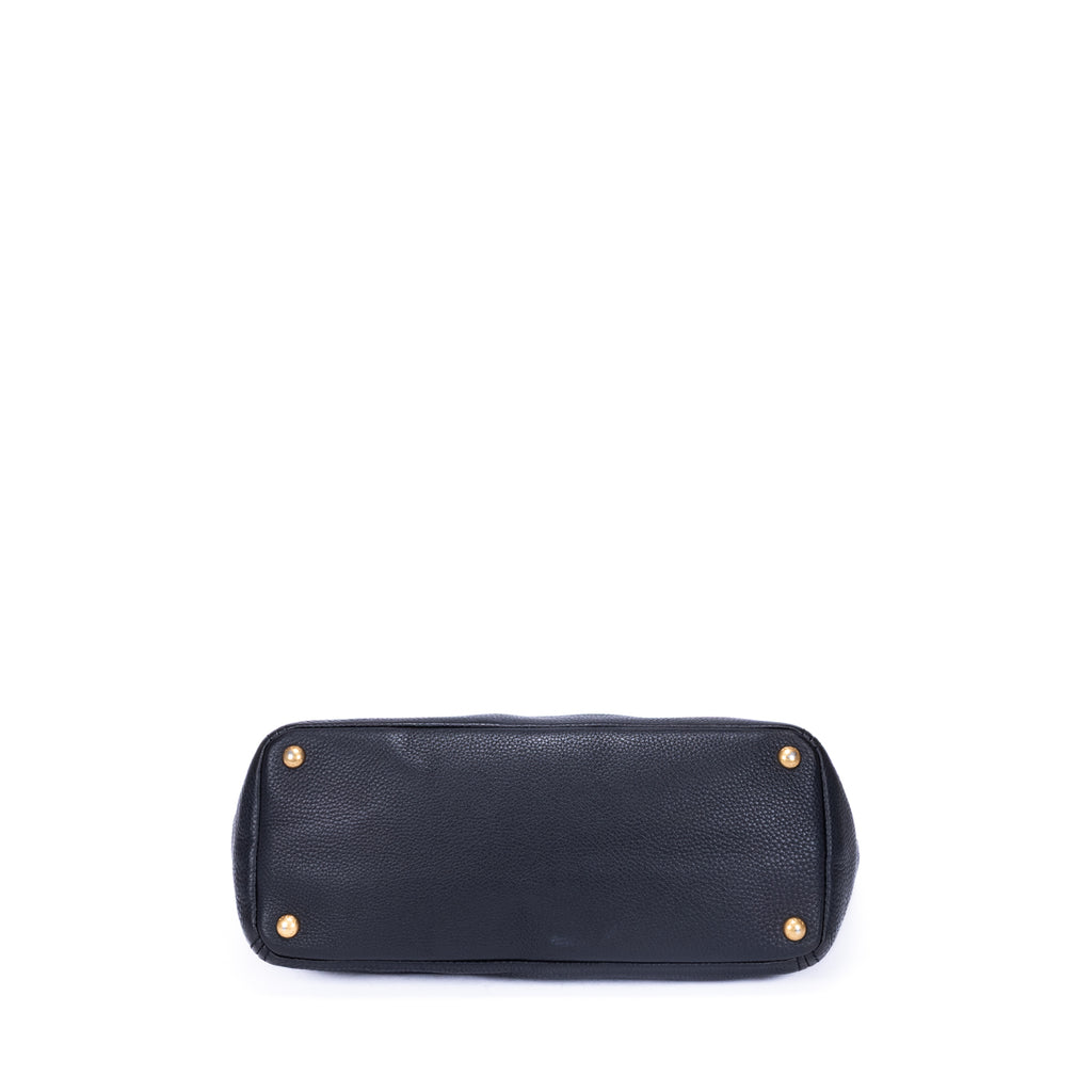Shoulder Bag Tote Black Vitello Leather