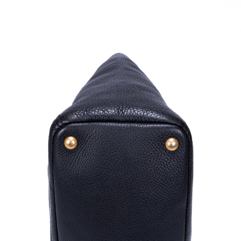 Shoulder Bag Tote Black Vitello Leather