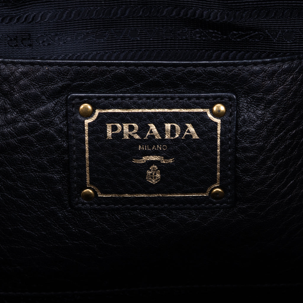 Shoulder Bag Tote Black Vitello Leather