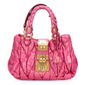 Handbag 2-Way Tote Pink Nappa Gaufre Leather