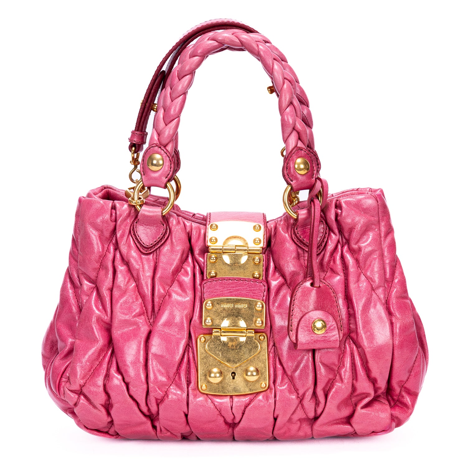 Handbag 2-Way Tote Pink Nappa Gaufre Leather