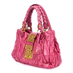 Handbag 2-Way Tote Pink Nappa Gaufre Leather