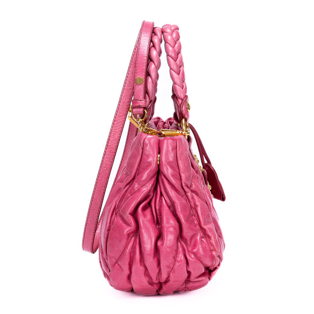 Handbag 2-Way Tote Pink Nappa Gaufre Leather