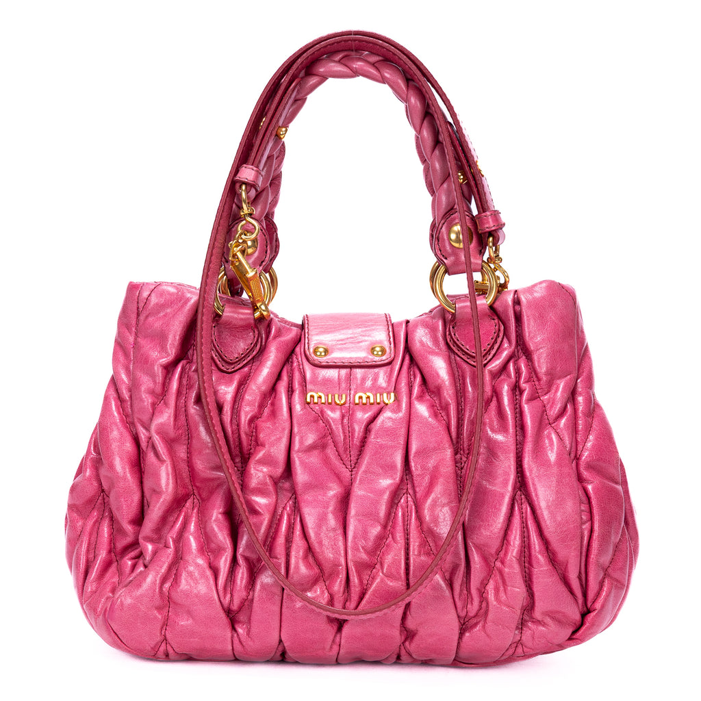 Handbag 2-Way Tote Pink Nappa Gaufre Leather