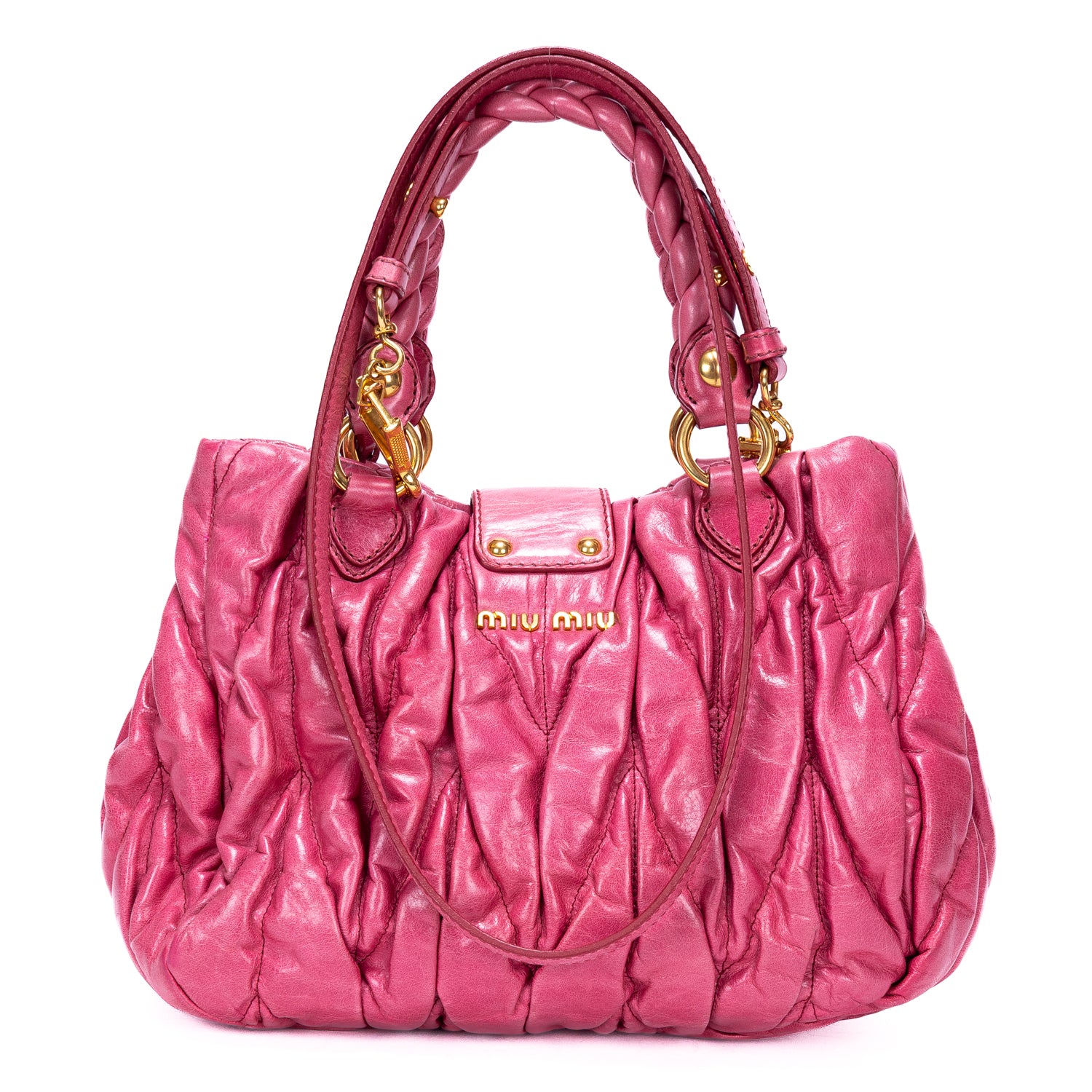 Handbag 2-Way Tote Pink Nappa Gaufre Leather