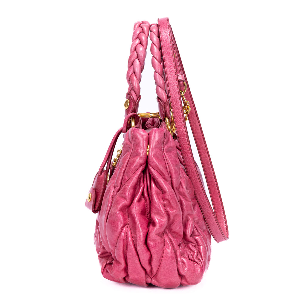 Handbag 2-Way Tote Pink Nappa Gaufre Leather