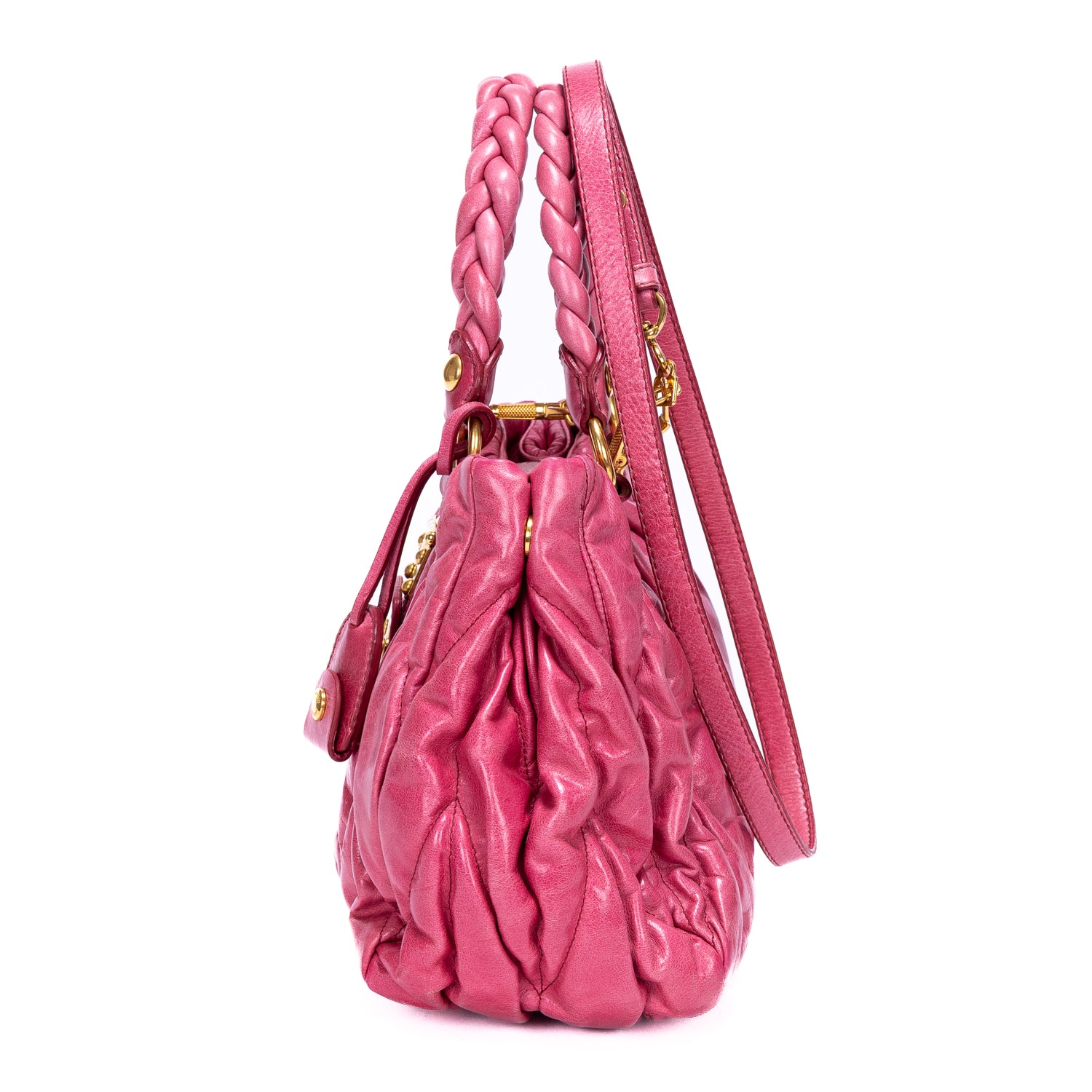 Handbag 2-Way Tote Pink Nappa Gaufre Leather