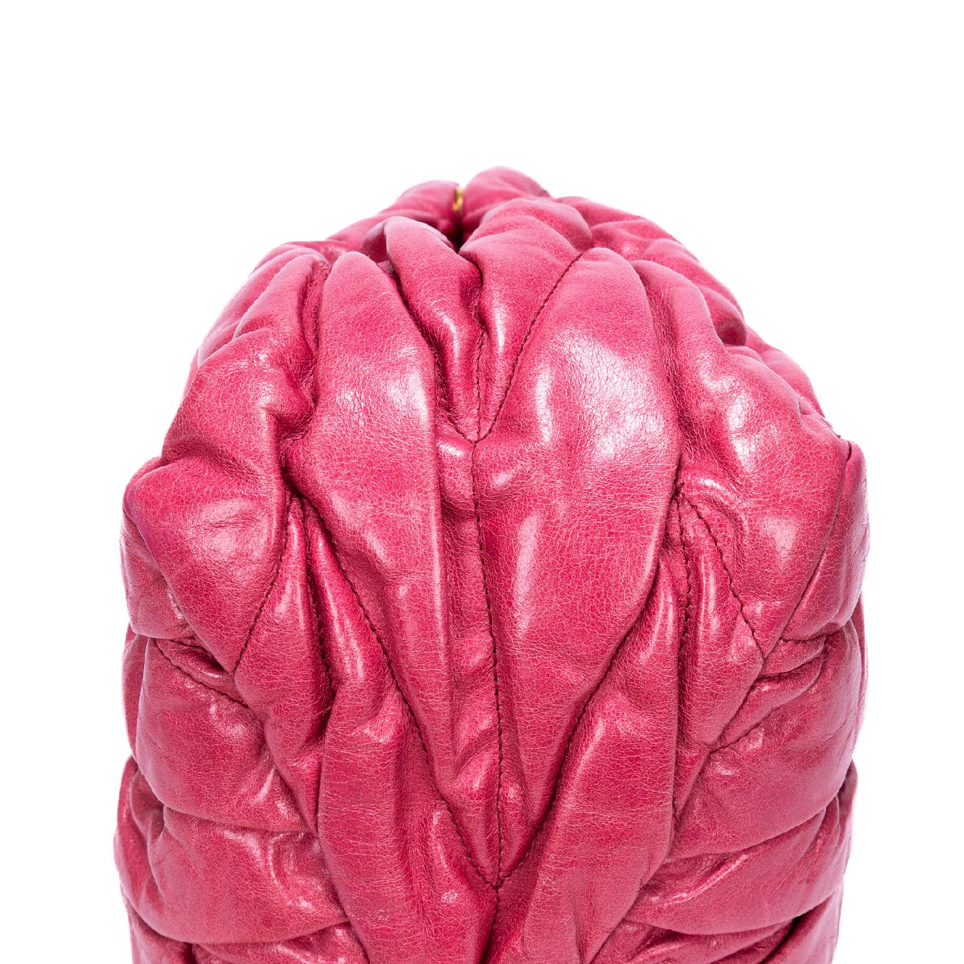 Handbag 2-Way Tote Pink Nappa Gaufre Leather
