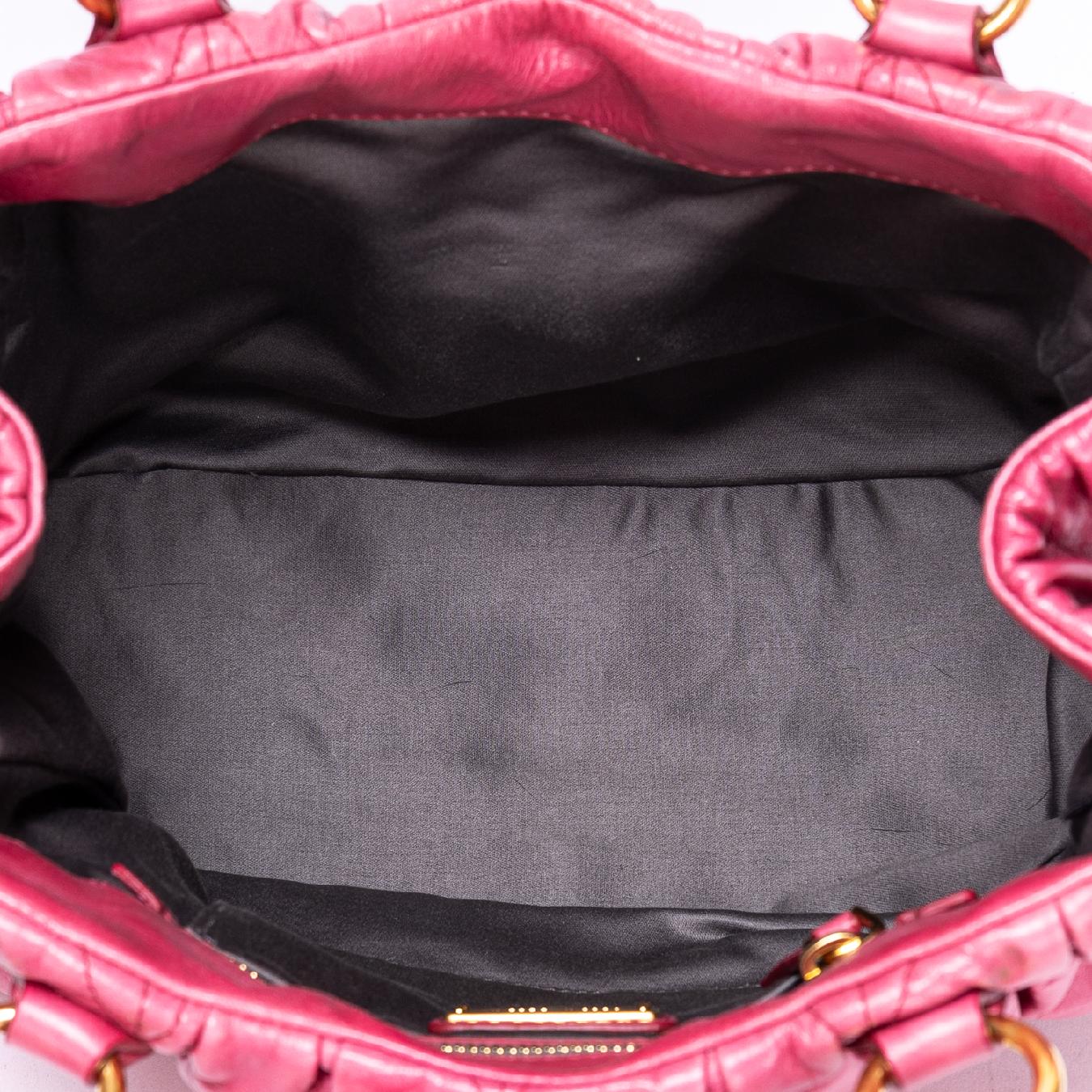 Handbag 2-Way Tote Pink Nappa Gaufre Leather