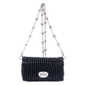 Minibolso de Bandolera de Cristal de Cloqué con Piel Nappa Gaufre Negra