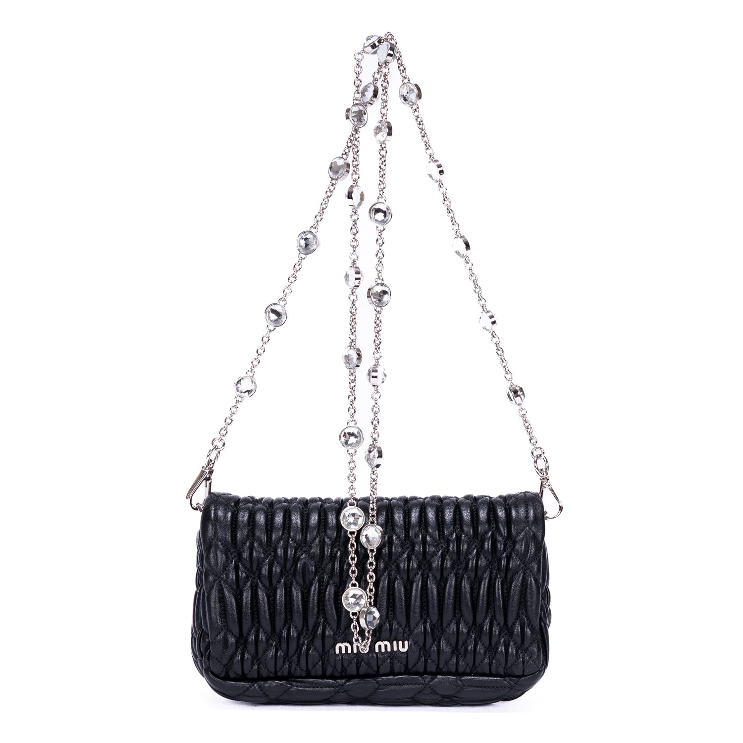 Crossbody Crystal Cloqué Mini Black Nappa Gaufre Leather
