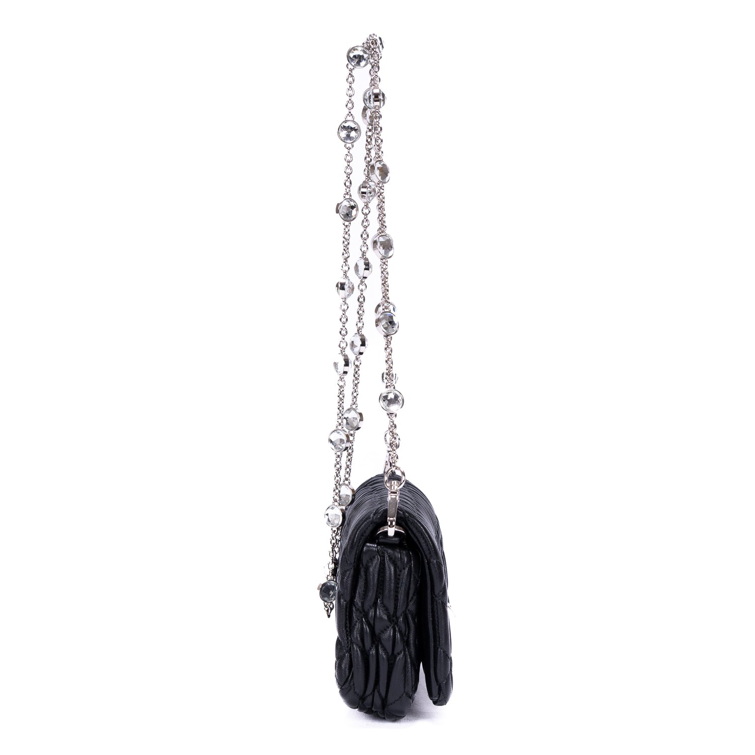 Crossbody Crystal Cloqué Mini Black Nappa Gaufre Leather