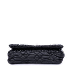 Minibolso de Bandolera de Cristal de Cloqué con Piel Nappa Gaufre Negra