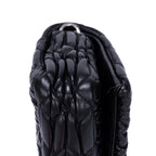 Minibolso de Bandolera de Cristal de Cloqué con Piel Nappa Gaufre Negra