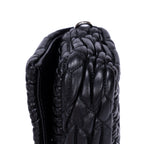 Minibolso de Bandolera de Cristal de Cloqué con Piel Nappa Gaufre Negra