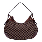 Shoulder Bag Vintage Blason Hobo Brown Macadam Canvas with Crocodile Leather Trim