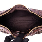 Shoulder Bag Vintage Blason Hobo Brown Macadam Canvas with Crocodile Leather Trim