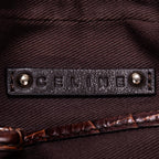 Shoulder Bag Vintage Blason Hobo Brown Macadam Canvas with Crocodile Leather Trim