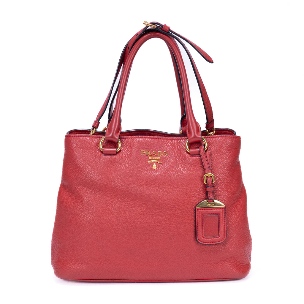 Sac porté épaule Cabas bandoulière fourre-tout en cuir Vitello Phenix rouge