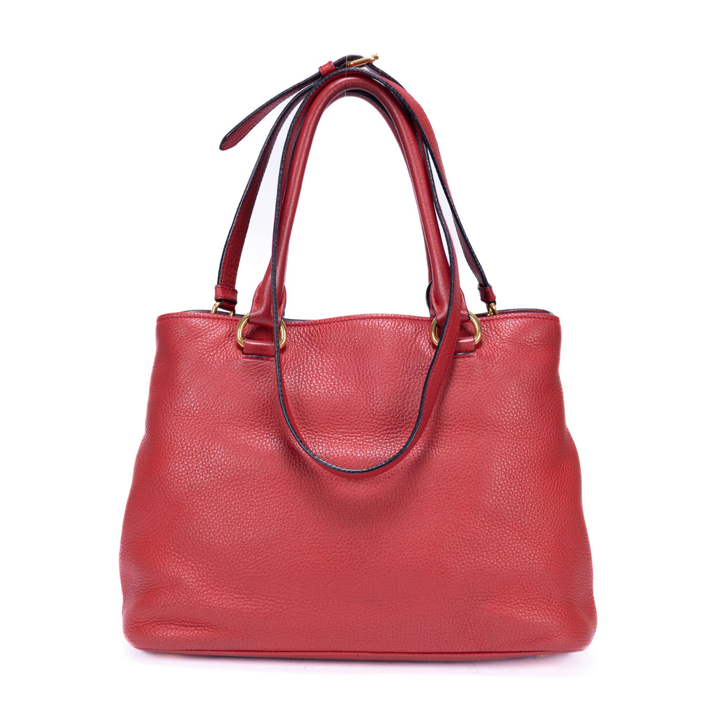 Sac porté épaule Cabas bandoulière fourre-tout en cuir Vitello Phenix rouge