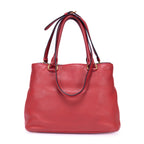 Sac porté épaule Cabas bandoulière fourre-tout en cuir Vitello Phenix rouge