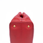 Sac porté épaule Cabas bandoulière fourre-tout en cuir Vitello Phenix rouge