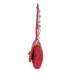 Cartera de mano de piel de napa gaufre roja con cristales