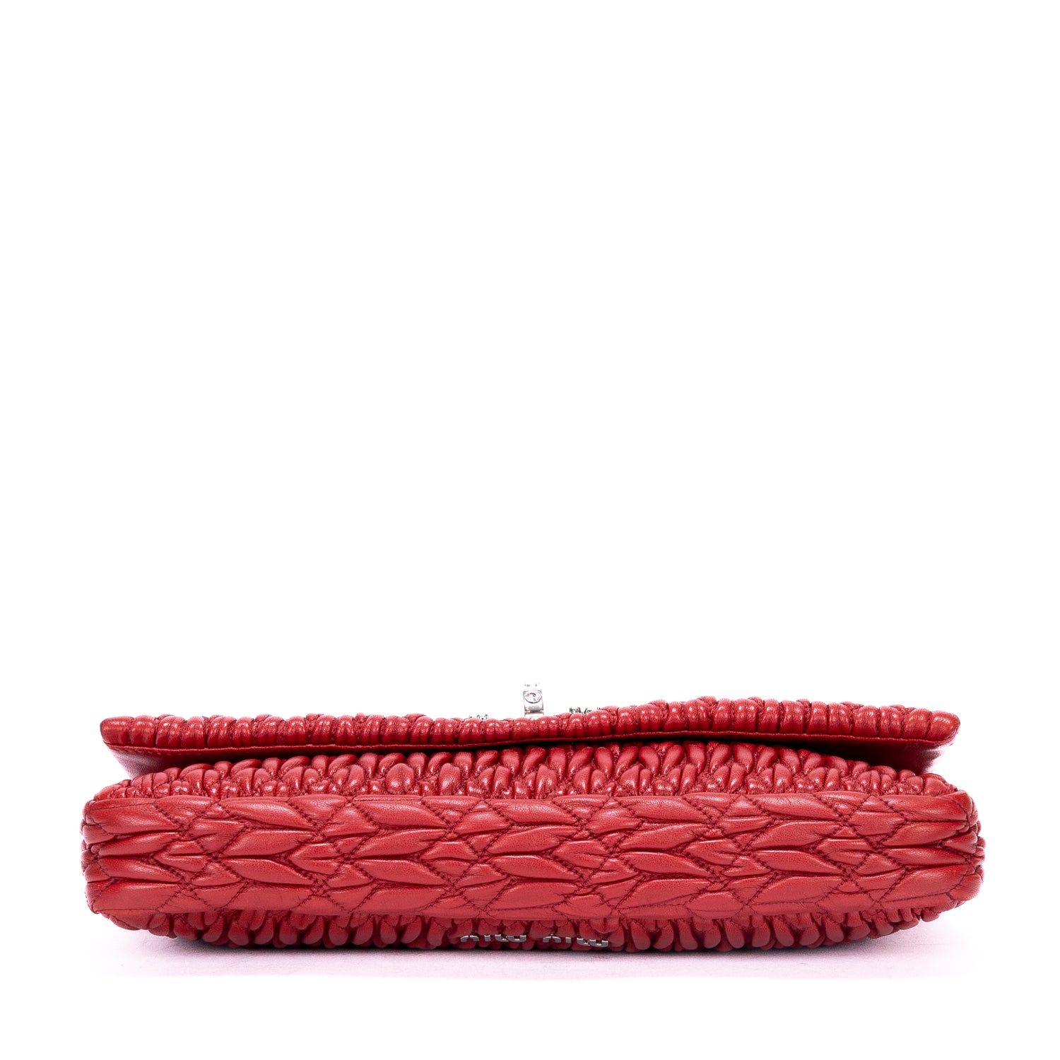 Cartera de mano de piel de napa gaufre roja con cristales
