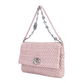 Bolso de hombro de cristal Cloque rosa de piel Nappa Gaufre