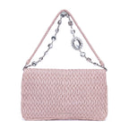 Bolso de hombro de cristal Cloque rosa de piel Nappa Gaufre