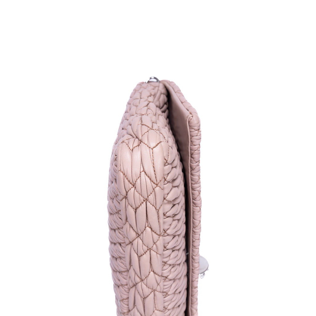 Bolso de hombro de cristal Cloque rosa de piel Nappa Gaufre