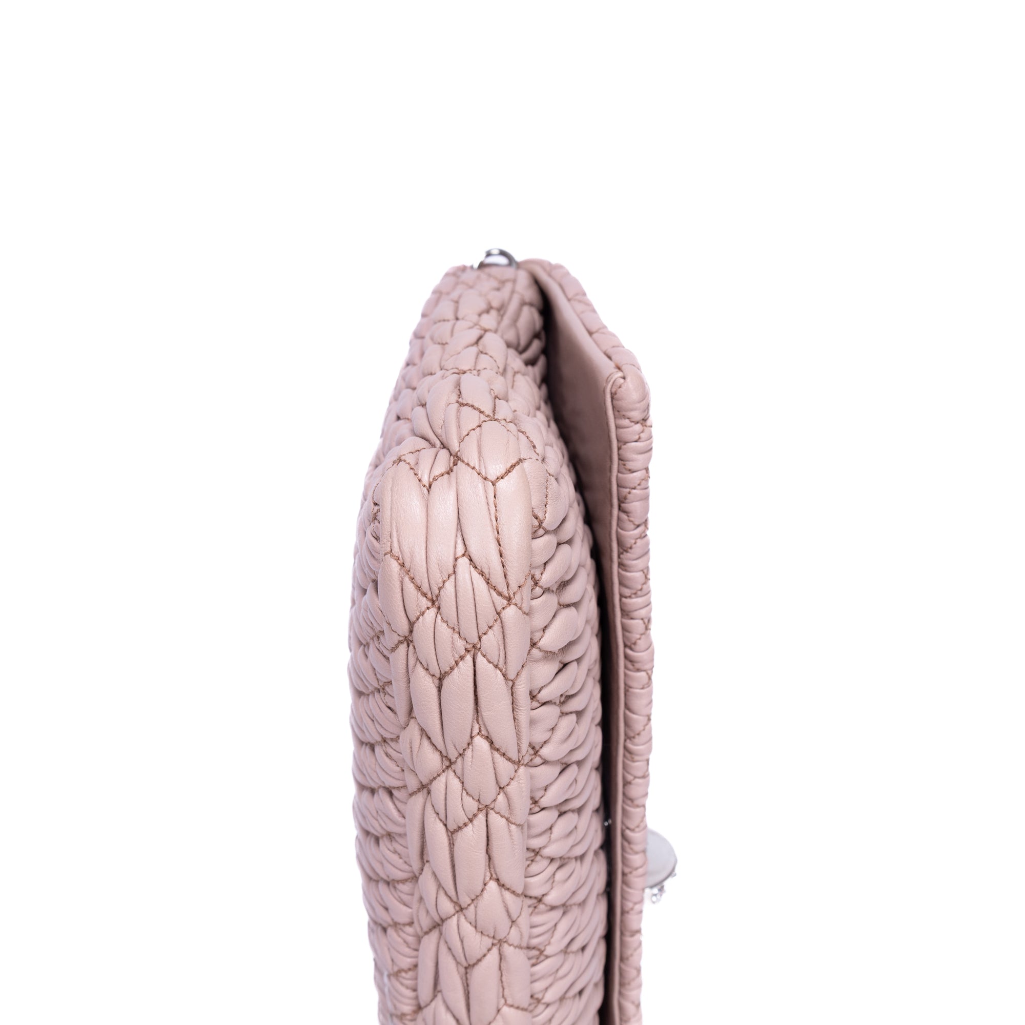 Bolso de hombro de cristal Cloque rosa de piel Nappa Gaufre