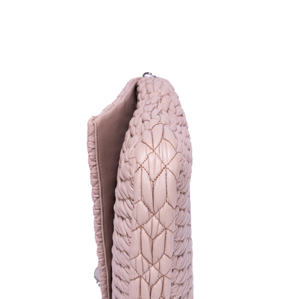 Bolso de hombro de cristal Cloque rosa de piel Nappa Gaufre