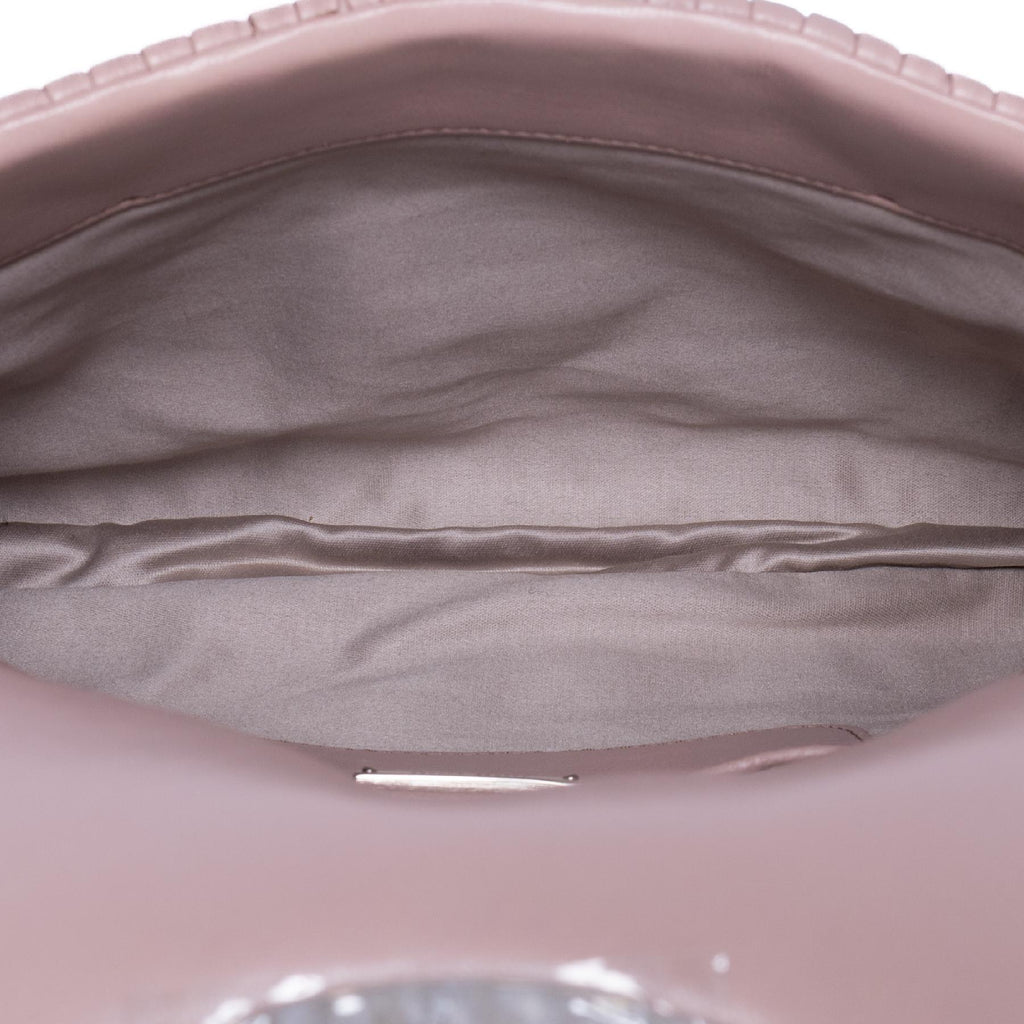 Bolso de hombro de cristal Cloque rosa de piel Nappa Gaufre