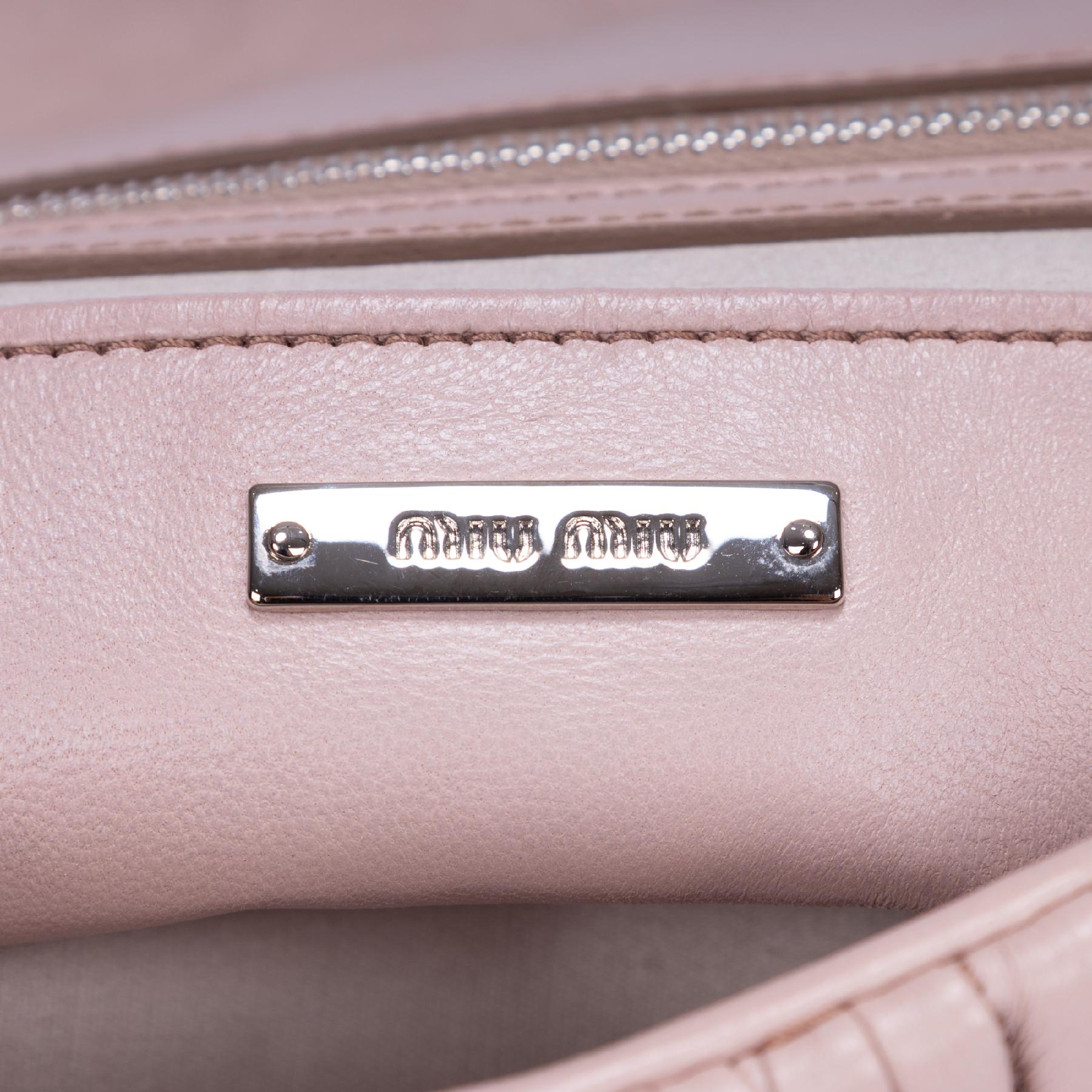 Bolso de hombro de cristal Cloque rosa de piel Nappa Gaufre